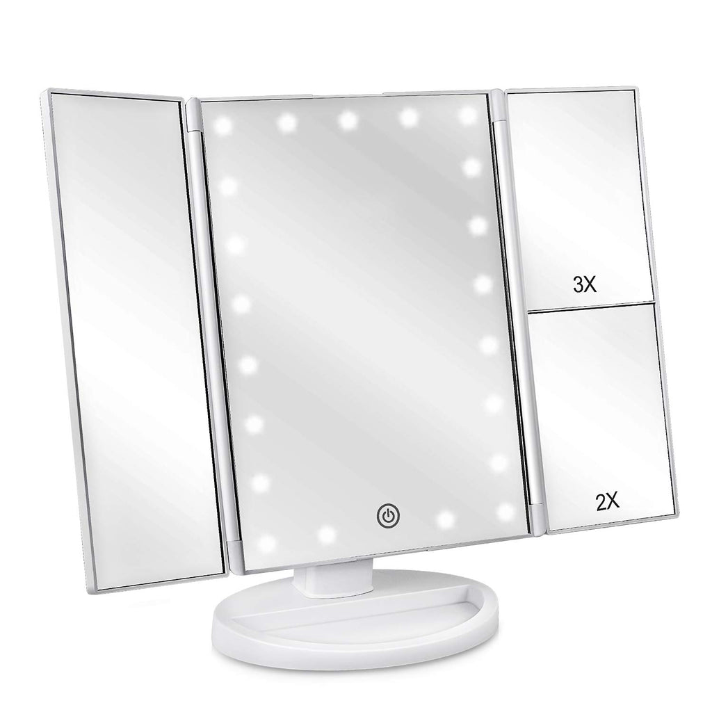 Tri-Fold Makeup Mirror with Lights