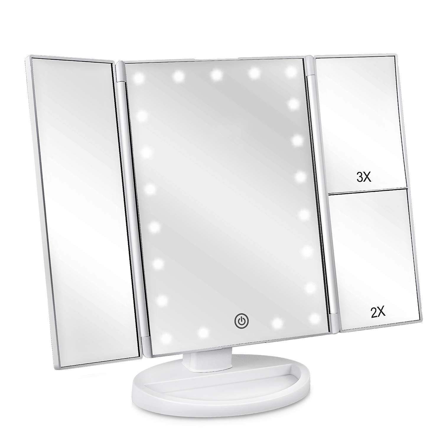 Tri-Fold Makeup Mirror with Lights
