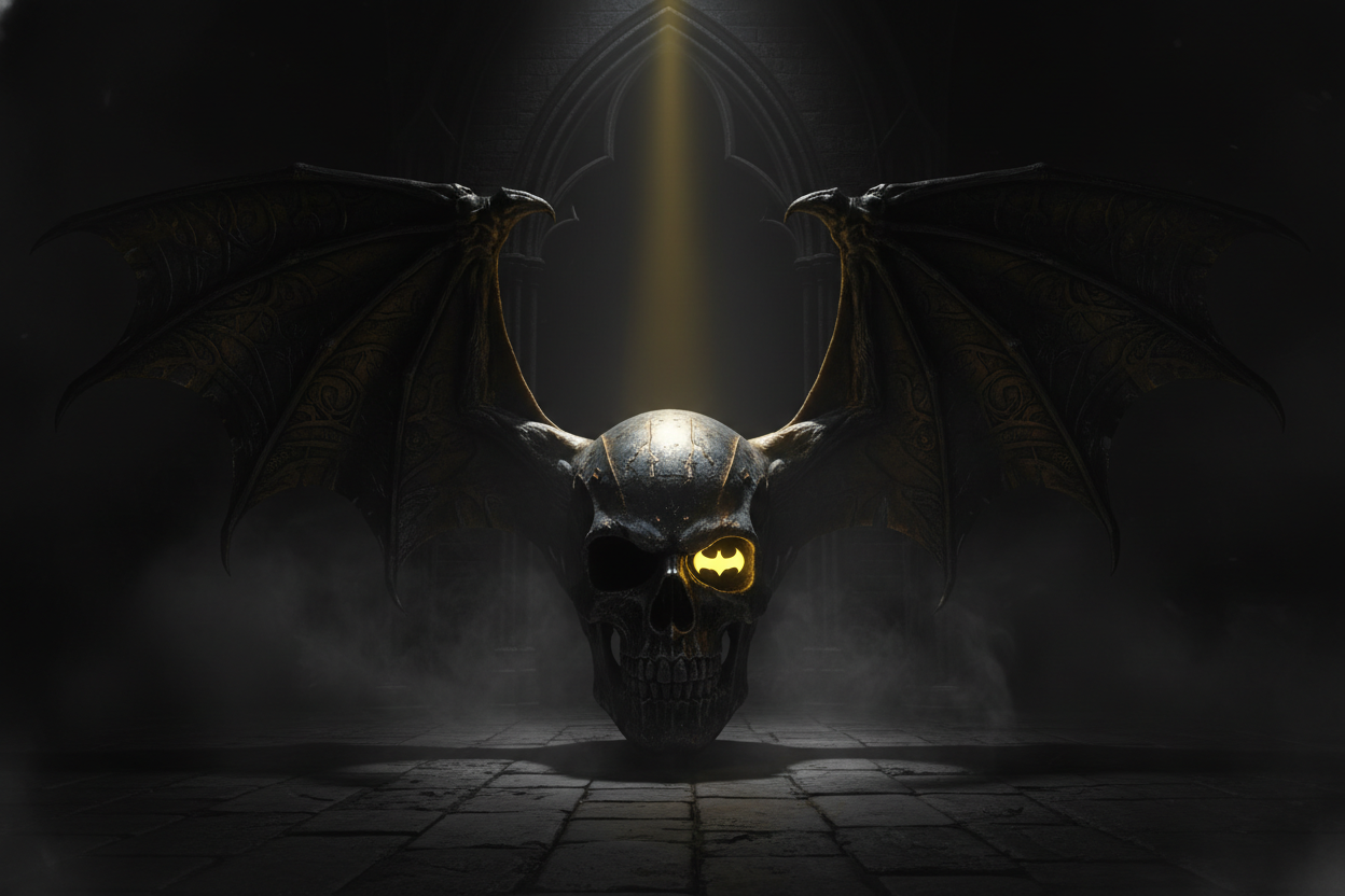 can you create a hero page video using batman theme considering the name of my webpage is skullcraft.in